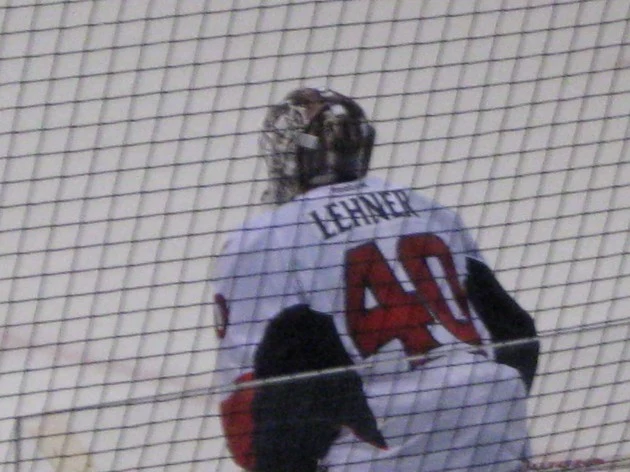 Robin Lehner in goal during 2012-13 season