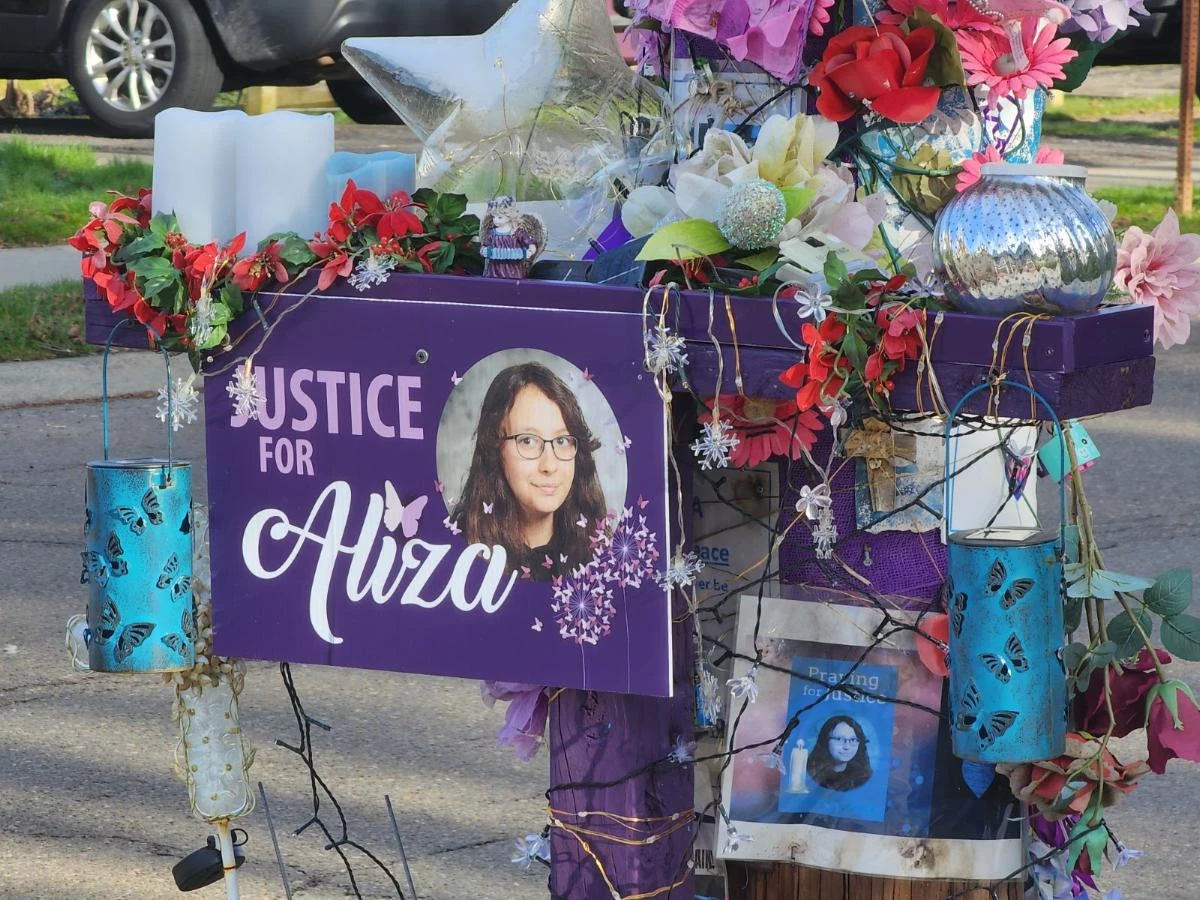 A memorial to Aliza Spencer on Bigelow Street on April 8, 2024. (Photo: Bob Joseph/WNBF News)