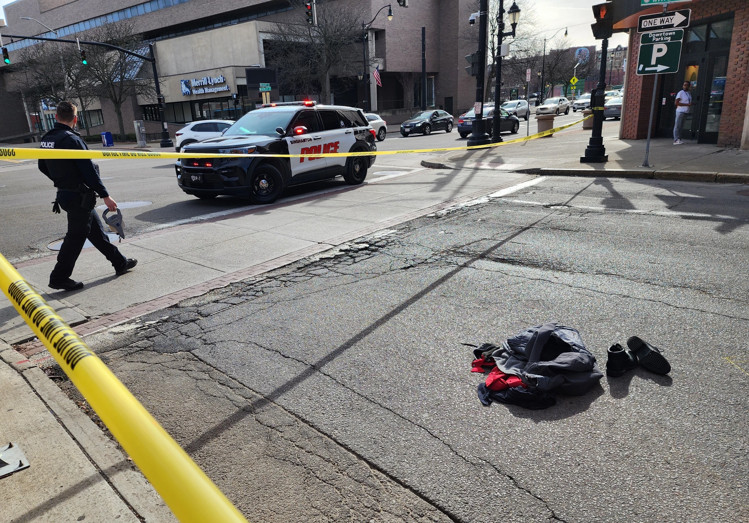 Police closed a section of Water Street for hours after a man was hit by an SUV on April 9, 2024. Photo: Bob Joseph/WNBF News